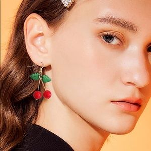 Sweet Cherry Glamorous & Leaf Drop Earrings